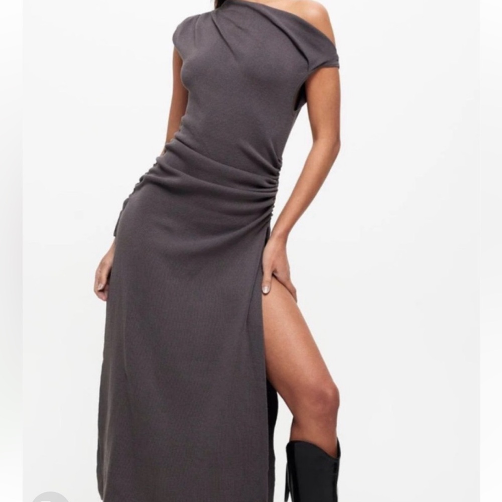 Lioness Charcoal Off-Shoulder Midi Dress